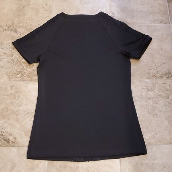 Simontins Says by George Simonton black lace accent short sleeve top - Picture 10 of 10